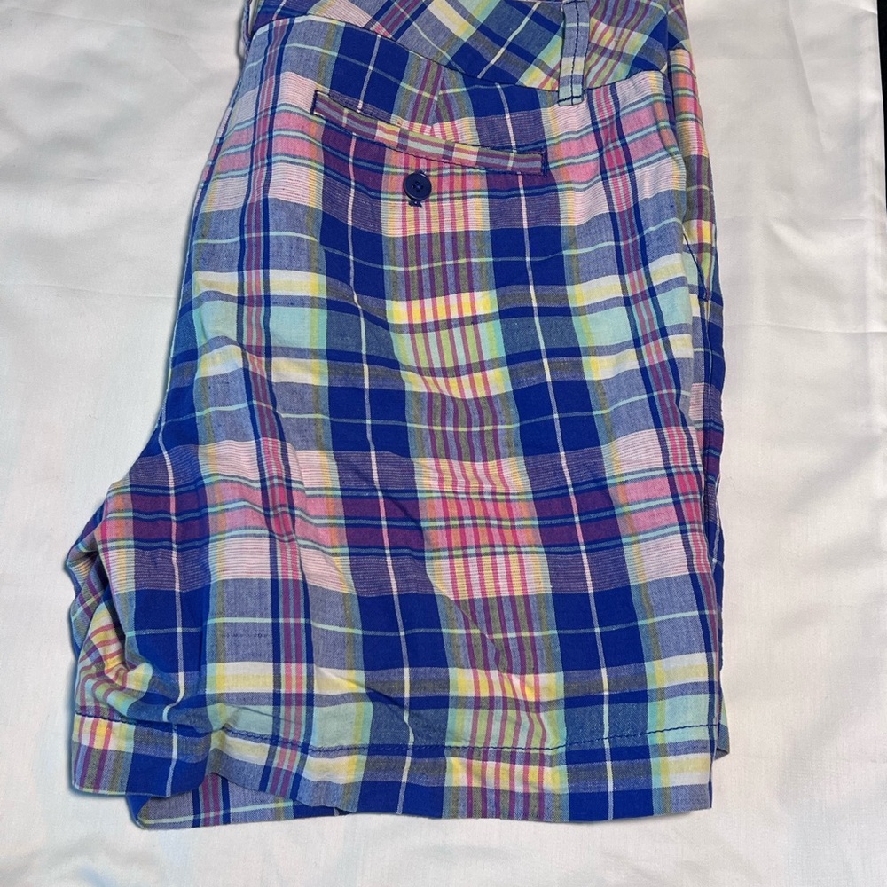 Talbots Blue and Pink Pastel Plaid 7”Shorts, Size 16 - Picture 4 of 5